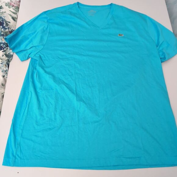 Lacoste T Shirt Men's Size 9 Pima Cotton Short Sleeve V-Neck Tee Shirt - Picture 1 of 4